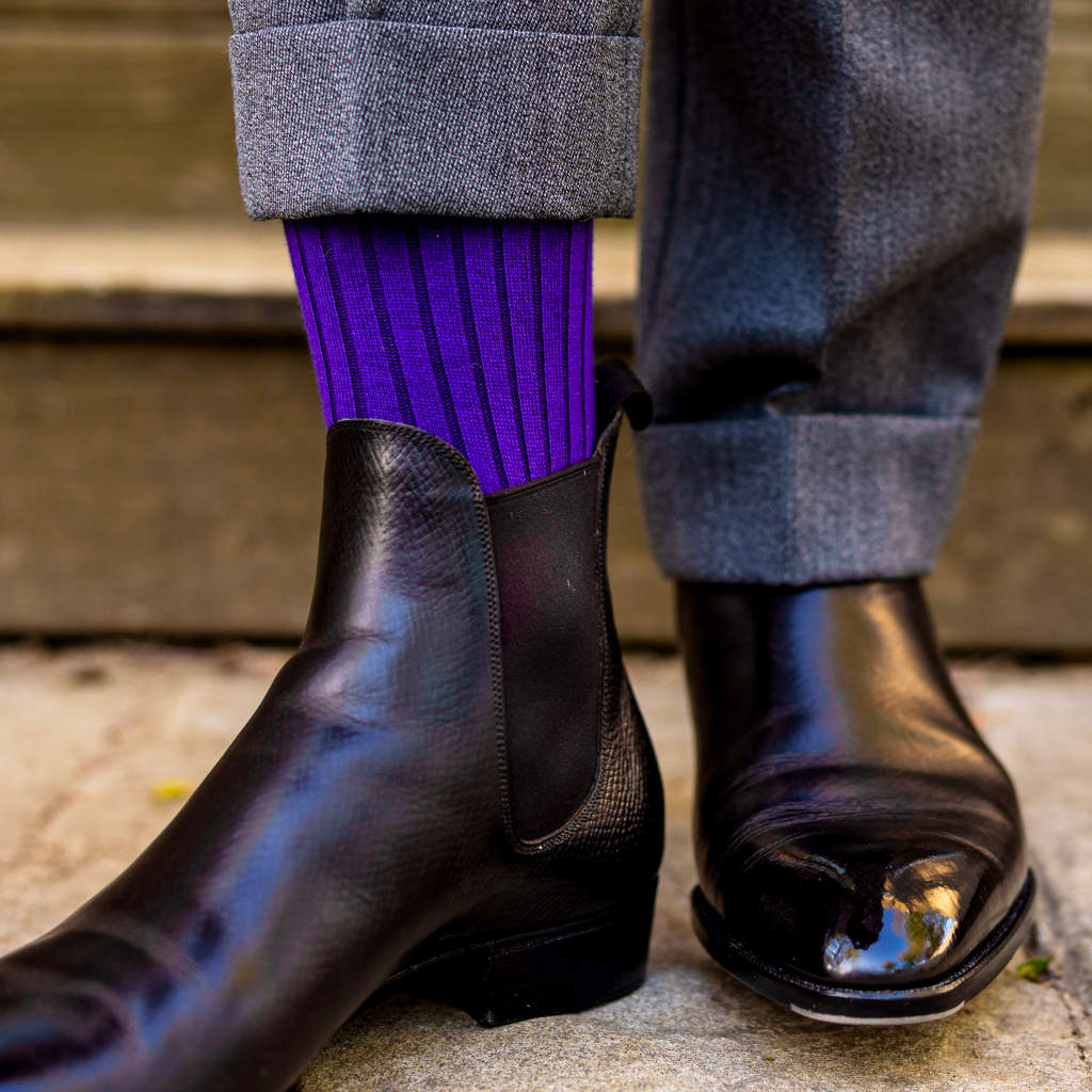 Purple-Merino-Wool-Over-the-Calf-Dress-Socks Thick Dress Socks: The Versatile and Comfortable Accessory You Need